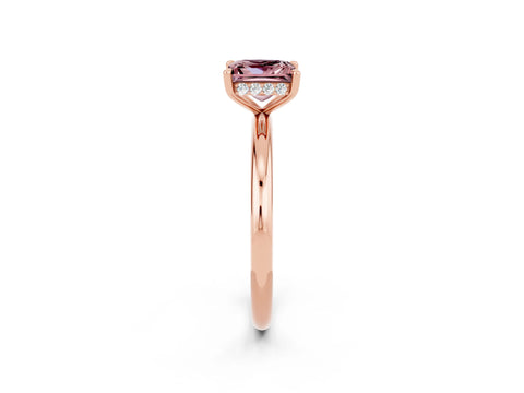 Rose gold Princess Cut Morganite Solitaire Ring with Thin Band and Four-Prong Setting_2