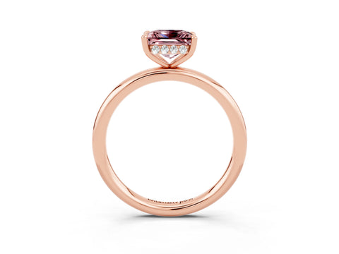 Rose gold Princess Cut Morganite Solitaire Ring with Thin Band and Four-Prong Setting_3