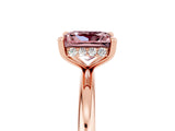 Rose gold Princess Cut Morganite Solitaire Ring with Thin Band and Four-Prong Setting_5