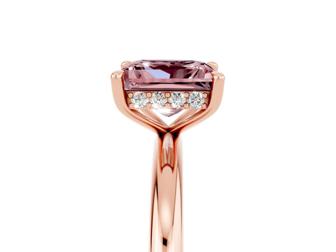 Rose gold Princess Cut Morganite Solitaire Ring with Thin Band and Four-Prong Setting_5