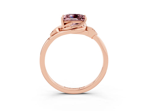 Rose gold Princess Cut Morganite Solitaire Ring with Twist Band and Four-Prong Setting_27