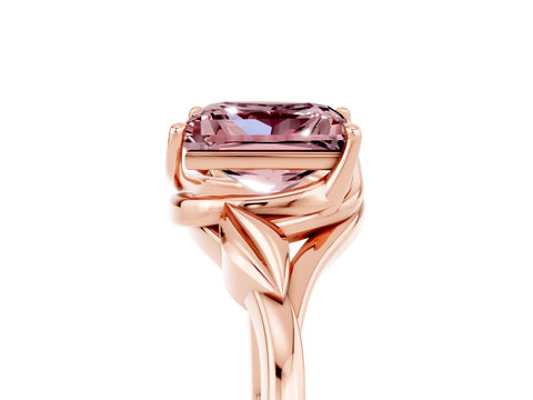 Rose gold Princess Cut Morganite Solitaire Ring with Twist Band and Four-Prong Setting_29