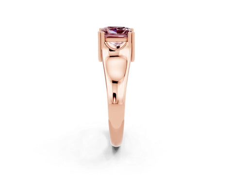 Rose gold Princess Cut Morganite Solitaire Ring with Wide Band and Prong Setting_2