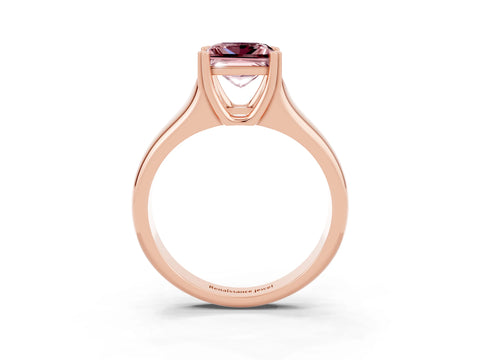 Rose gold Princess Cut Morganite Solitaire Ring with Wide Band and Prong Setting_3