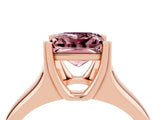 Rose gold Princess Cut Morganite Solitaire Ring with Wide Band and Prong Setting_4