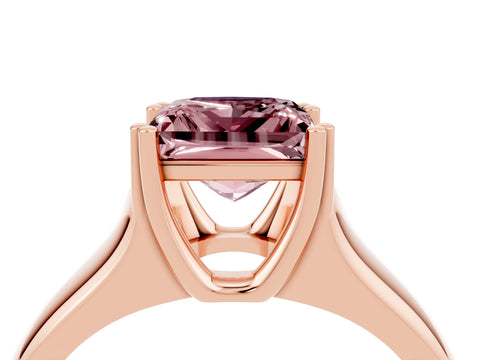 Rose gold Princess Cut Morganite Solitaire Ring with Wide Band and Prong Setting_4