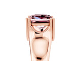Rose gold Princess Cut Morganite Solitaire Ring with Wide Band and Prong Setting_5