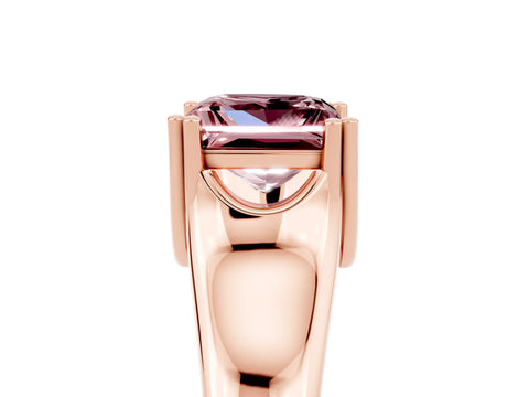Rose gold Princess Cut Morganite Solitaire Ring with Wide Band and Prong Setting_5