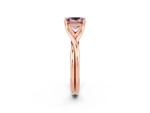 Rose gold Princess Cut Morganite Solitaire Twist Band Prong Setting Ring_38