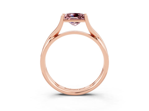 Rose gold Princess Cut Morganite Solitaire Twist Band Prong Setting Ring_39