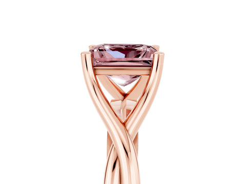 Rose gold Princess Cut Morganite Solitaire Twist Band Prong Setting Ring_41