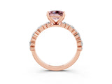 Rose gold Princess Cut Morganite Solitaire with Side Stones, Pave Band, Four-Prong Setting_39