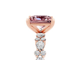 Rose gold Princess Cut Morganite Solitaire with Side Stones, Pave Band, Four-Prong Setting_41