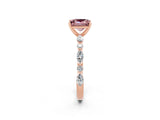 Rose gold Princess Cut Morganite Solitaire with Side Stones on a Pavé Band and Four-Prong Setting_2