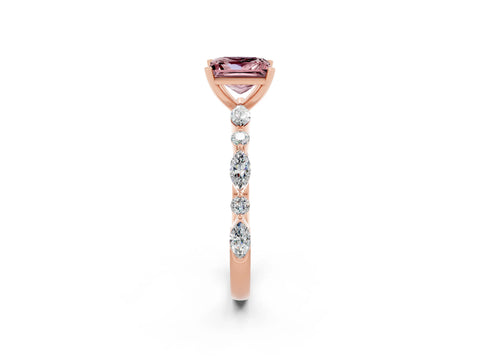 Rose gold Princess Cut Morganite Solitaire with Side Stones on a Pavé Band and Four-Prong Setting_2
