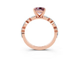 Rose gold Princess Cut Morganite Solitaire with Side Stones on a Pavé Band and Four-Prong Setting_3