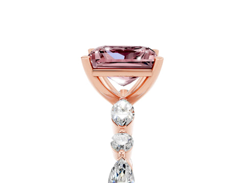 Rose gold Princess Cut Morganite Solitaire with Side Stones on a Pavé Band and Four-Prong Setting_5