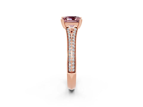 Rose gold Princess Cut Morganite Split Shank Engagement Ring with Pavé Band_2