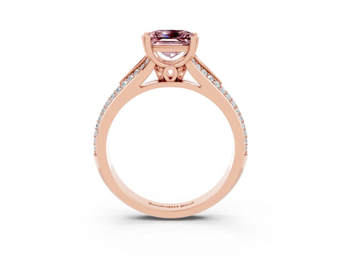 Rose gold Princess Cut Morganite Split Shank Engagement Ring with Pavé Band_3