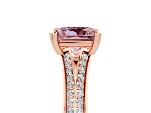 Rose gold Princess Cut Morganite Split Shank Engagement Ring with Pavé Band_5