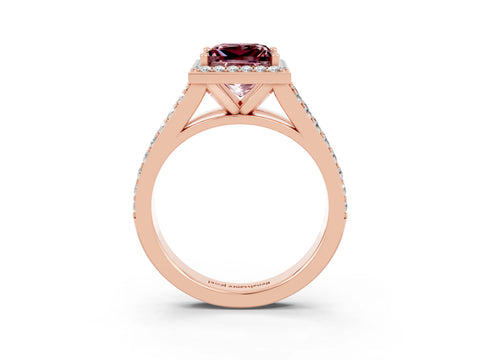 Rose gold Princess Cut Morganite Split Shank Halo Ring with Four-Prong Setting_15