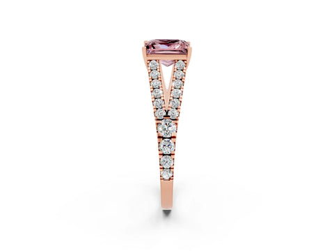 Rose gold Princess Cut Morganite Split Shank Pavé Engagement Ring with Four-Prong Setting_14