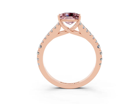 Rose gold Princess Cut Morganite Split Shank Pavé Engagement Ring with Four-Prong Setting_15