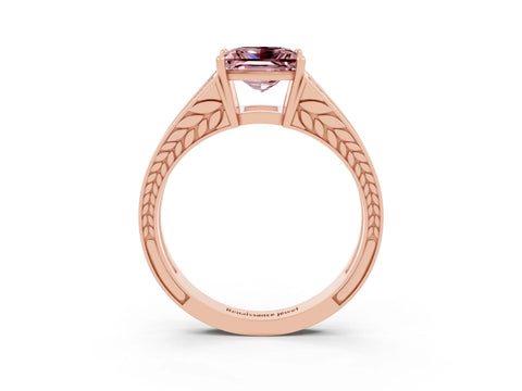 Rose gold Princess Cut Morganite Split Shank Ring with Pavé Band and Four-Prong Setting_3