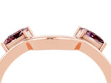 Rose gold Princess Cut Morganite Two-Stone Open Band Ring with Four-Prong Setting_10