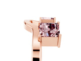 Rose gold Princess Cut Morganite Two-Stone Open Band Ring with Four-Prong Setting_11