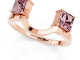 Rose gold Princess Cut Morganite Two-Stone Open Band Ring with Four-Prong Setting_7