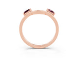 Rose gold Princess Cut Morganite Two-Stone Open Band Ring with Four-Prong Setting_9