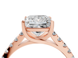 Rose gold Princess Cut Pavé Band Solitaire Ring with Four-Prong Setting_169
