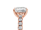 Rose gold Princess Cut Pavé Band Solitaire Ring with Four-Prong Setting_170