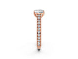 Rose gold Princess Cut Pave Band Milgrain Solitaire Ring_8