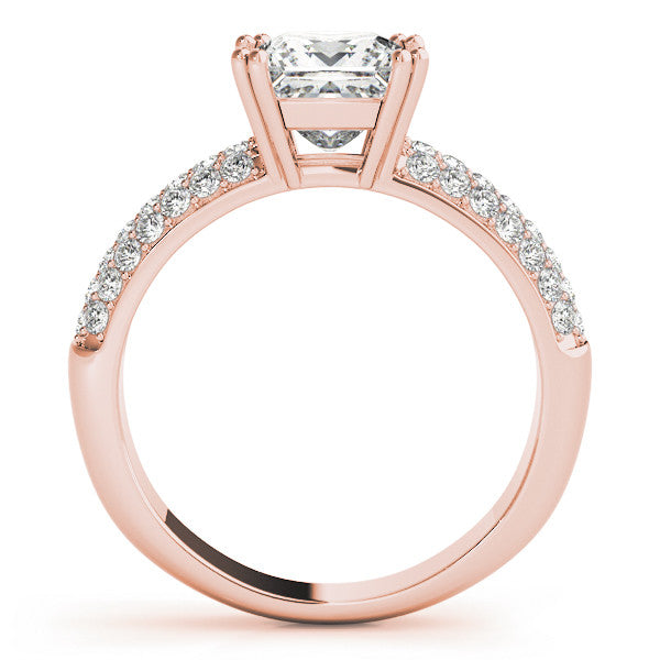 Rose gold Princess Cut Pave Diamond Engagement Ring with Channel Set Band and Four-Prong Setting 2