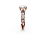 Rose gold Princess Cut Pave Diamond Engagement Ring with Channel Set Band and Four-Prong Setting_25