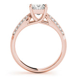 Rose gold Princess Cut Pave Split Shank Engagement Ring with Four-Prong Setting 2