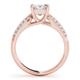 10K Rose Gold 2.43 Carat Blue SI1 Radiant Cut Pave Split Shank Engagement Ring with Four-Prong Setting