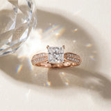 Rose gold Princess Cut Pave Split Shank Engagement Ring with Four-Prong Setting_18