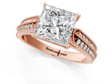 Rose gold Princess Cut Pave Split Shank Engagement Ring with Four-Prong Setting_19