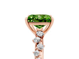 Rose gold Princess Cut Peridot Cluster Side Stone Solitaire Ring with Prong Setting_29