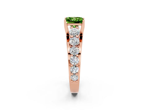 Rose gold Princess Cut Peridot Engagement Ring with Pavé Band and Four-Prong Setting_2