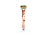 Rose gold Princess Cut Peridot Engagement Ring with Side Stone Accents and Four-Prong Setting_29