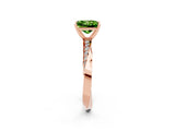 Rose gold Princess Cut Peridot Engagement Ring with Side Stone Accents and Four-Prong Setting_62