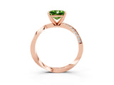 Rose gold Princess Cut Peridot Engagement Ring with Side Stone Accents and Four-Prong Setting_63
