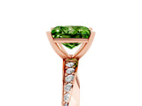 Rose gold Princess Cut Peridot Engagement Ring with Side Stone Accents and Four-Prong Setting_65