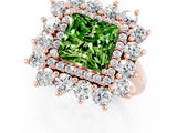 Rose gold Princess Cut Peridot Floral Double Halo Engagement Ring with Prong Setting_61