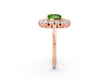 Rose gold Princess Cut Peridot Floral Double Halo Engagement Ring with Prong Setting_62