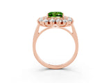 Rose gold Princess Cut Peridot Floral Double Halo Engagement Ring with Prong Setting_63